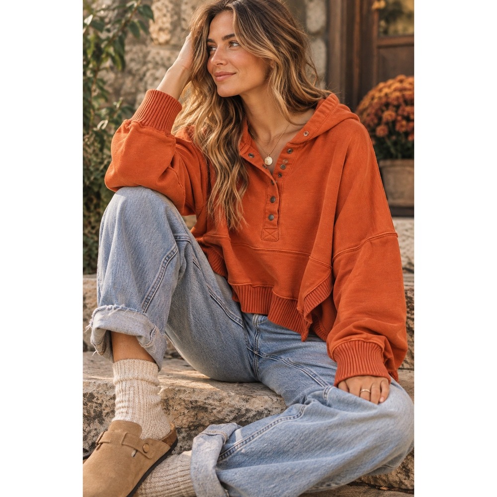 Free People FP Movement Solid Honey Dove Pullover M Morning Burst Orange Hoodie
